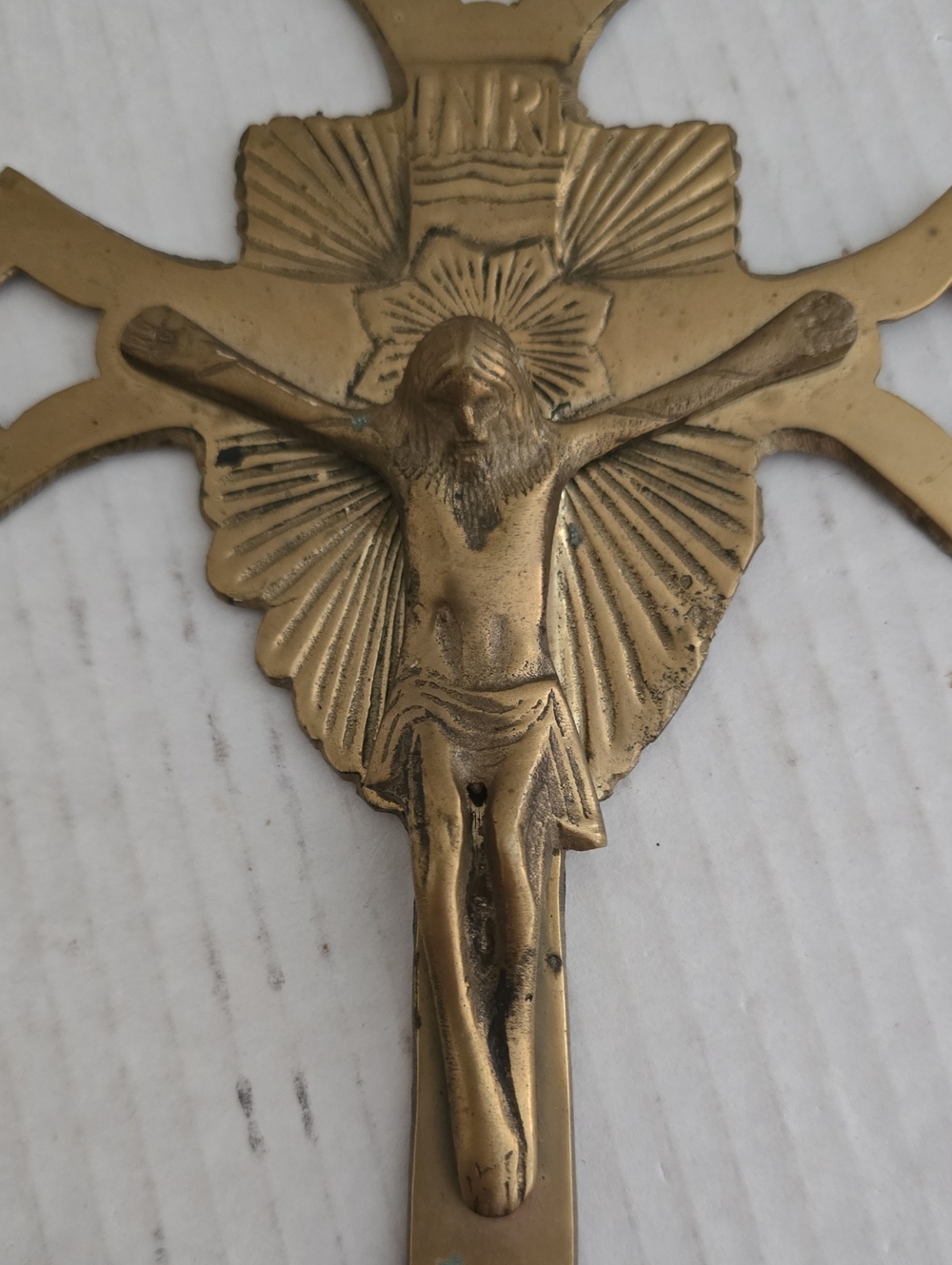 Vintage Solid Brass Crucifix Cross Wall Hanging From India - Picture 11 of 16